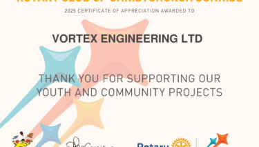 Rotary Christchurch Sunrise Certificate